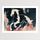 Poster & affiche cheval en mouvement peinture abstraite blanc noir bleu rose décoration murale moderne — passe-partout blanc