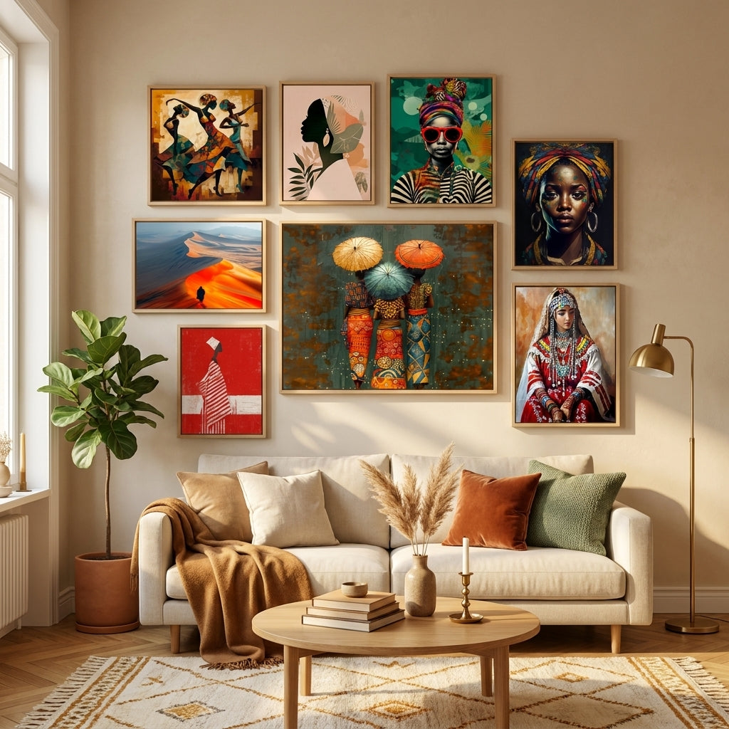 Modern wall art hanging in a contemporary living room — MyselfMonArt