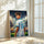 Personalized soccer poster in a slim frame, resting on the floor against the wall of a bright entryway