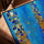 Blue and gold abstract wall art, Gustav Klimt-inspired, for a modern living room