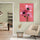 Pink floral painting on a pink background, soft modern look for a cozy living room