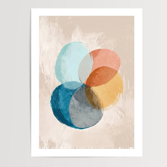 Poster abstrait cercles bleus - Douceur graphique qui apaise le regard — Vierge - poster-presentation-produit — passe-partout blanc