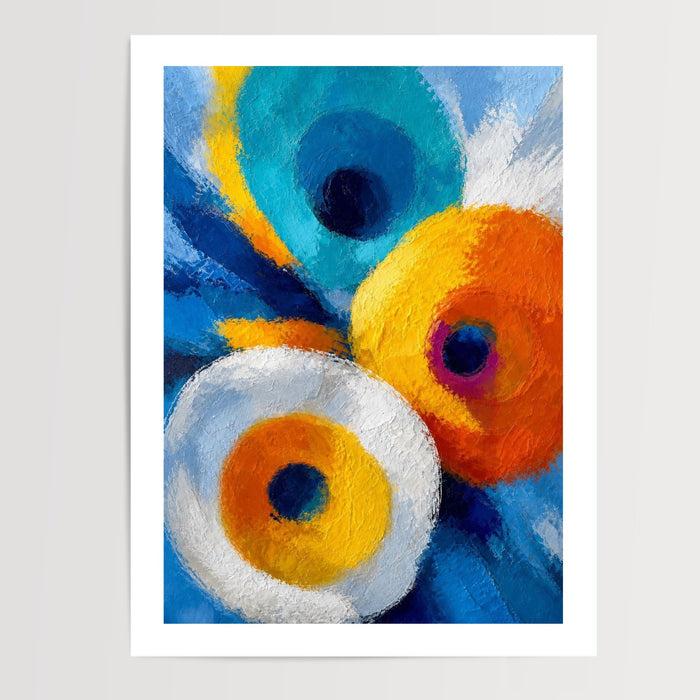 Poster abstrait cercles colorés - Vibrations douces façon Kandinsky — Vierge - poster-presentation-produit — passe-partout blanc
