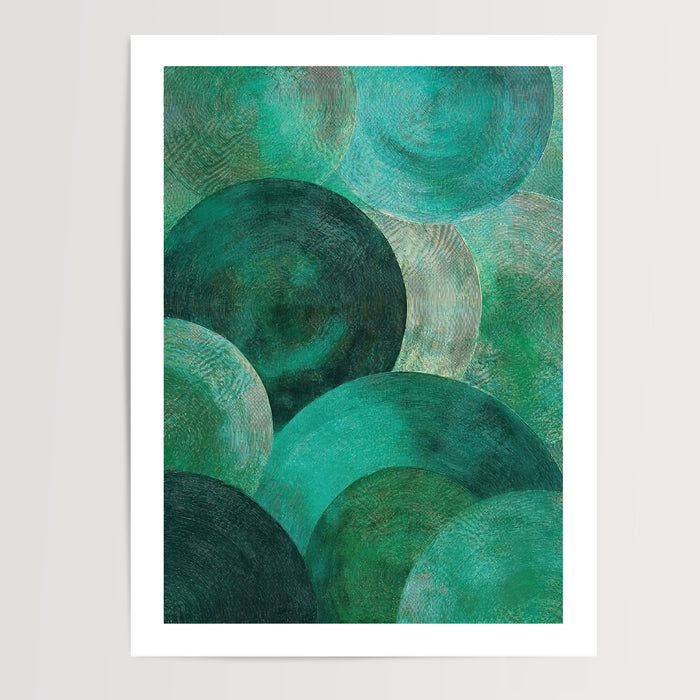 Poster abstrait cercles émeraude - Douceur aquatique qui apaise le regard — Vierge - poster-presentation-produit — passe-partout blanc