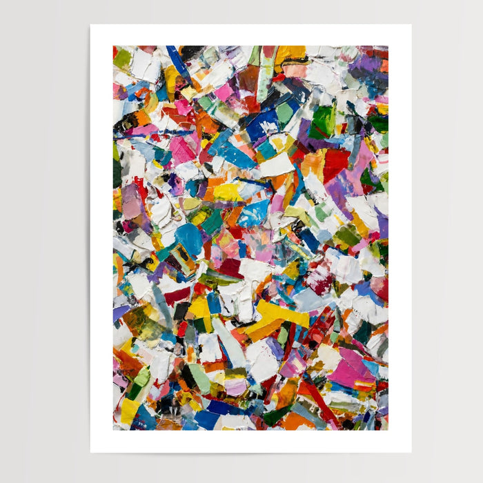 Poster abstrait explosion de couleurs - L'énergie joyeuse qui réveille les murs — Vierge - poster-presentation-produit — passe-partout blanc