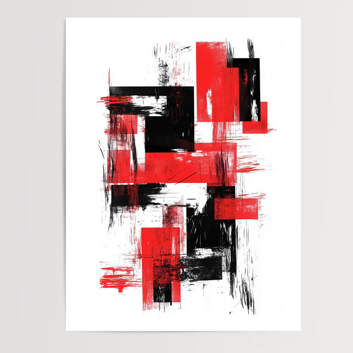 Poster Abstrait rouge et noir - Énergie graphique et moderne — Vierge - poster-presentation-produit — passe-partout blanc