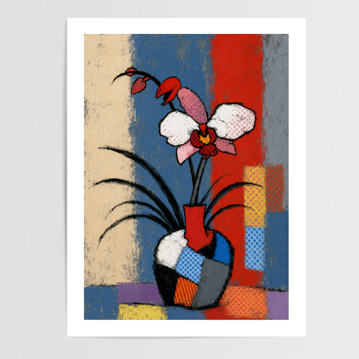 Poster & affiche Orchidée pop art - Énergie graphique et audace florale — Vierge - poster-presentation-produit — passe-partout blanc