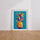 Poster Ananas arc-en-ciel - Fruit acidulé sur fond turquoise — Vierge - living-room — passe-partout blanc