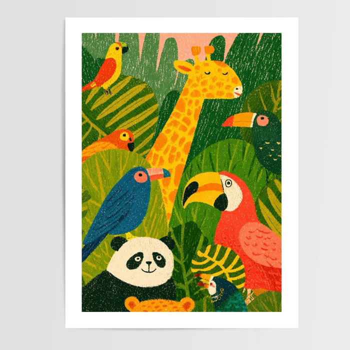 Poster Animaux exotiques - Une jungle joyeuse pour la chambre des petits — Vierge - poster-presentation-produit — passe-partout blanc
