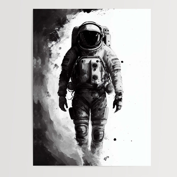 Poster Astronaute - Silhouette énigmatique en noir et blanc — Vierge - poster-presentation-produit