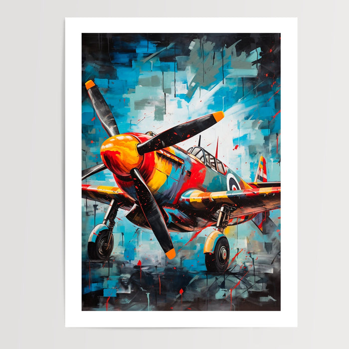Poster Avion de chasse Spitfire - Souffle héroïque de l'aviation — Vierge - poster-presentation-produit — passe-partout blanc