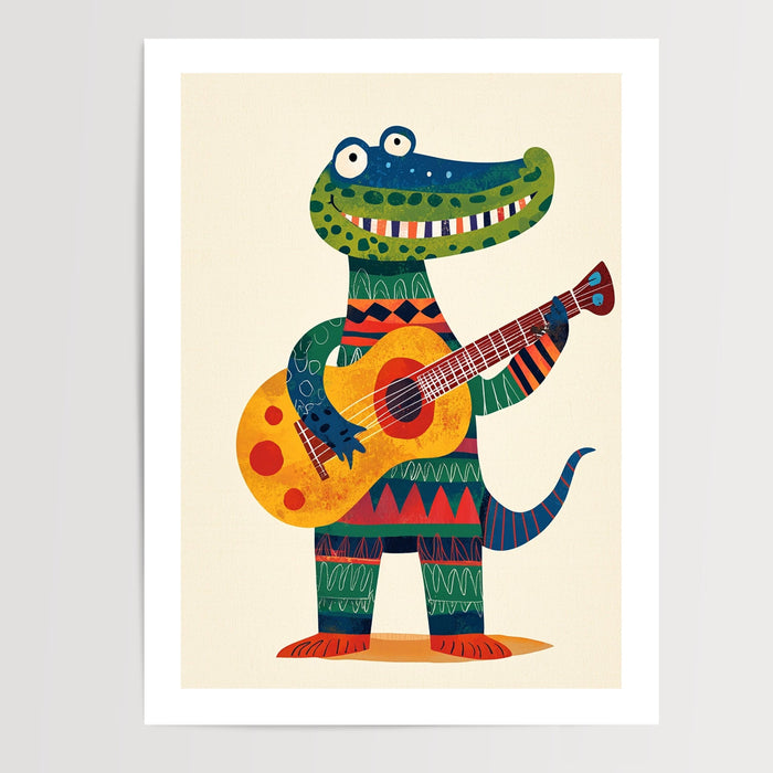 Poster Bébé Crocodile - Un joyeux concert de guitare — Vierge - poster-presentation-produit — passe-partout blanc