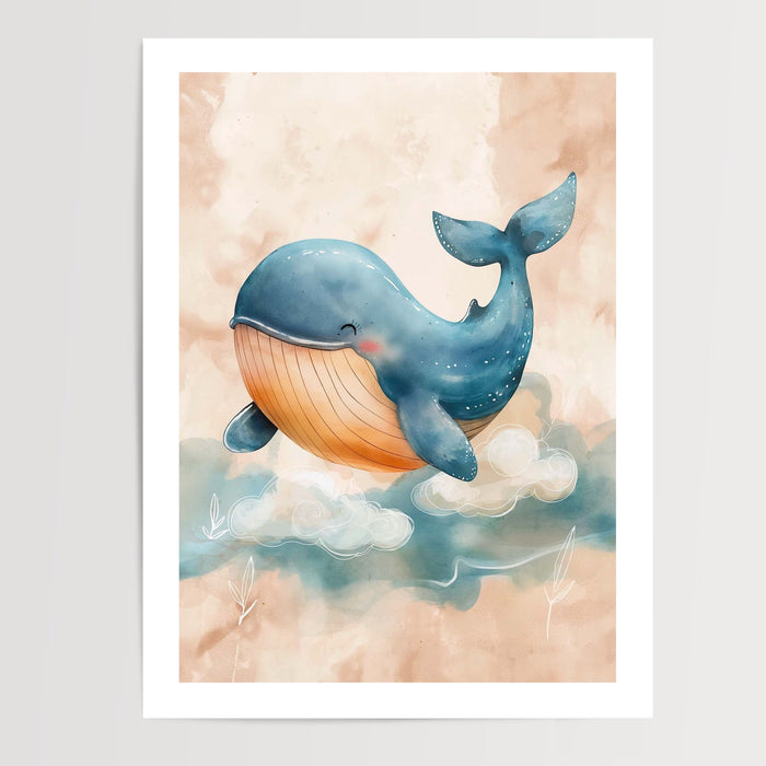 Poster Baleine souriante - Douceur et doux rêves pour la chambre de bébé — Vierge - poster-presentation-produit — passe-partout blanc