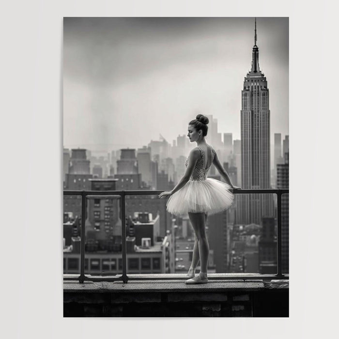 Poster Ballerine New York - Grâce suspendue au-dessus des gratte-ciel — Vierge - poster-presentation-produit
