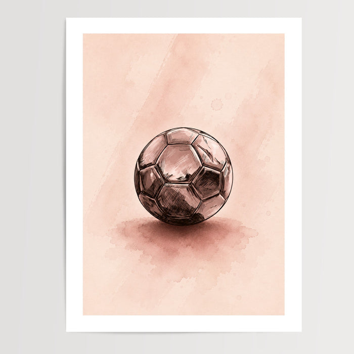 Poster Ballon de foot - Croquis vintage et passion du terrain — Vierge - poster-presentation-produit — passe-partout blanc