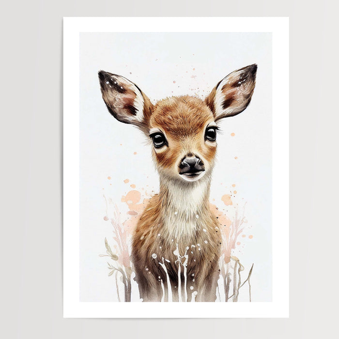 Poster Biche - Douceur pastel pour une chambre de petite fille — Vierge - poster-presentation-produit — passe-partout blanc