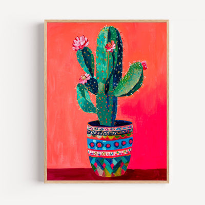 Poster Cactus en fleurs - L'éclat joyeux du Mexique