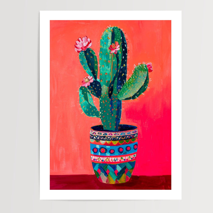 Poster Cactus en fleurs - L'éclat joyeux du Mexique — Vierge - poster-presentation-produit — passe-partout blanc