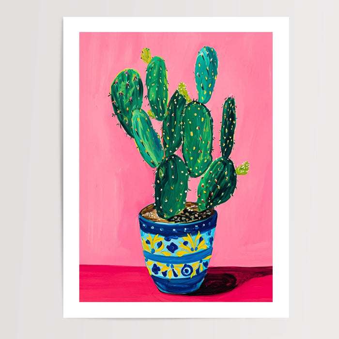 Poster Cactus en pot - Fraîcheur folklorique et couleurs mexicaines — Vierge - poster-presentation-produit — passe-partout blanc
