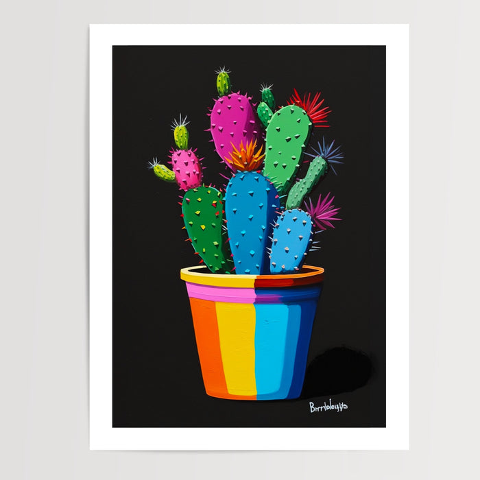 Poster Cactus néon - Éclat vitaminé pour intérieur pétillant — Vierge - poster-presentation-produit — passe-partout blanc