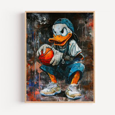 Poster Canard basketteur - L'attitude street qui fait sourire