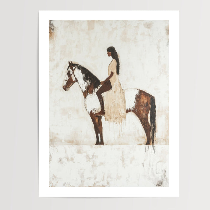 Poster Cavalière amérindienne et son cheval - Souffle de liberté — Vierge - poster-presentation-produit — passe-partout blanc