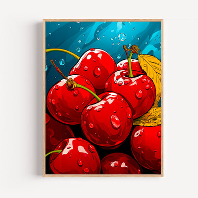 Cherry Pop Art Poster for a vibrant kitchen