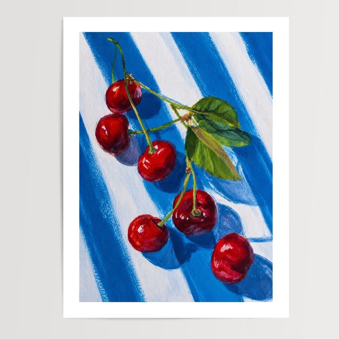 Poster Cerises rouges - La gourmandise d'un été en cuisine — Vierge - poster-presentation-produit — passe-partout blanc