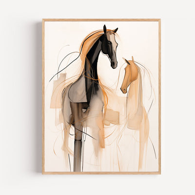 Poster Cheval abstrait - Silhouette libre et mouvement suspendu