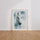 Poster Cheval blanc - Douceur d'une aquarelle bleutée et rêveuse — Vierge - living-room — passe-partout blanc