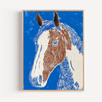 Blue-Eyed Horse Wall Art – Graphic Poster, free-spirited look