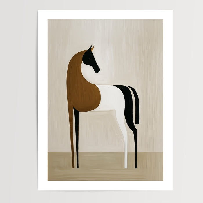 Poster Cheval minimaliste - Silhouette douce et sereine au naturel — Vierge - poster-presentation-produit — passe-partout blanc