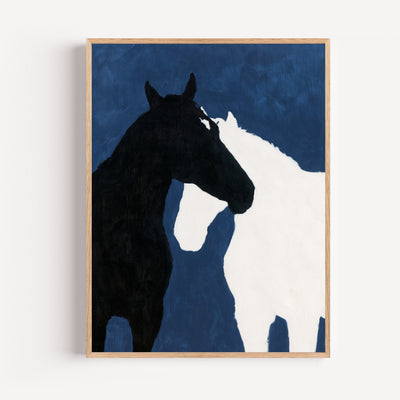 Poster Cheval - Silhouette noire et bleu nocturne