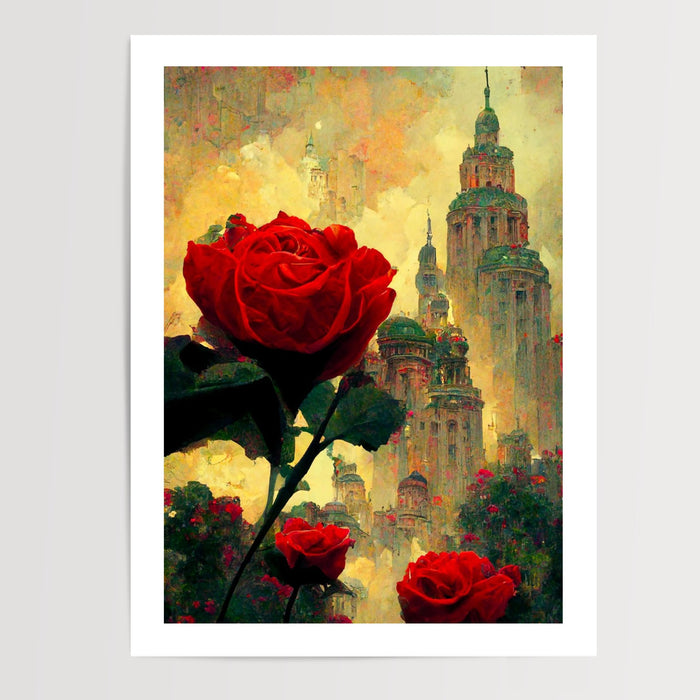 Poster Cité de Roses - Ville féerique au cœur des rosiers — Vierge - poster-presentation-produit — passe-partout blanc