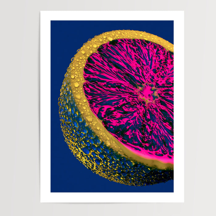 Poster Citron pop art - Fuchsia électrique et bleu profond pour cuisine pétillante — Vierge - poster-presentation-produit — passe-partout blanc