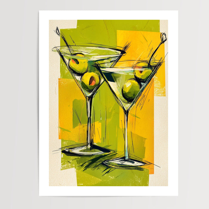 Poster Cocktail Martini - L'esprit festif d'un bar en couleurs — Vierge - poster-presentation-produit — passe-partout blanc