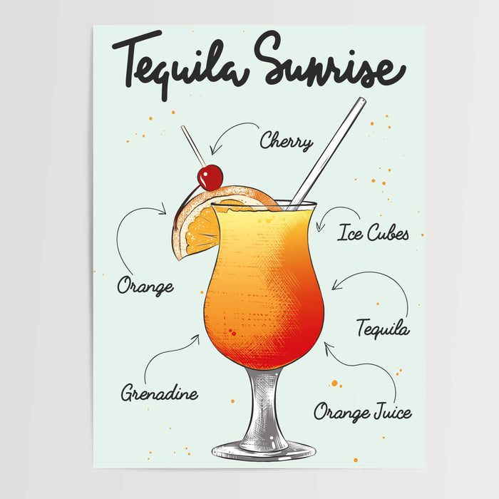 Poster Cocktail Tequila Sunrise - Dégradé solaire et esprit vacances — Vierge - poster-presentation-produit
