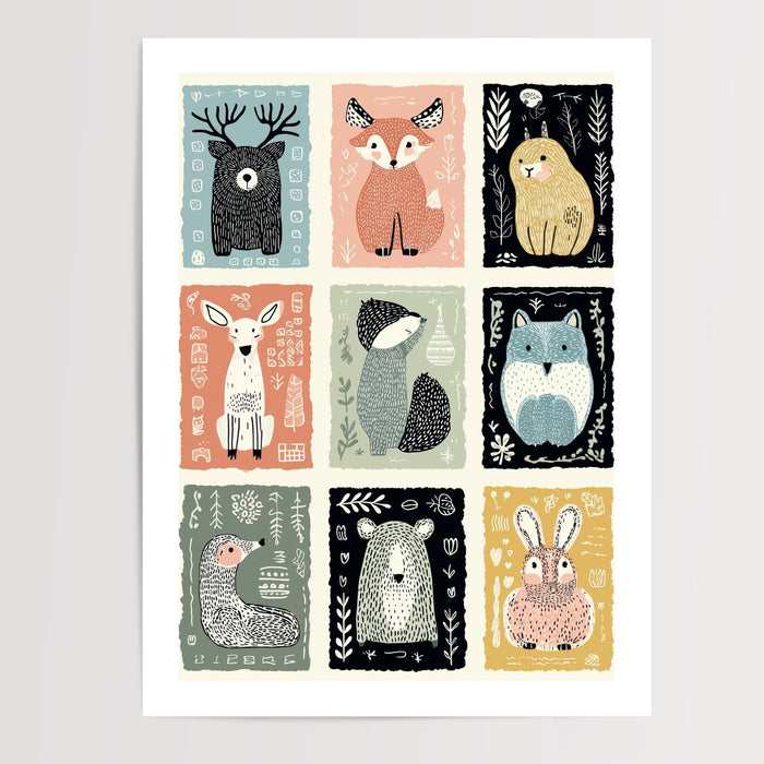 Poster Compagnons de la forêt - L'imagier tendre des petits animaux — Vierge - poster-presentation-produit — passe-partout blanc