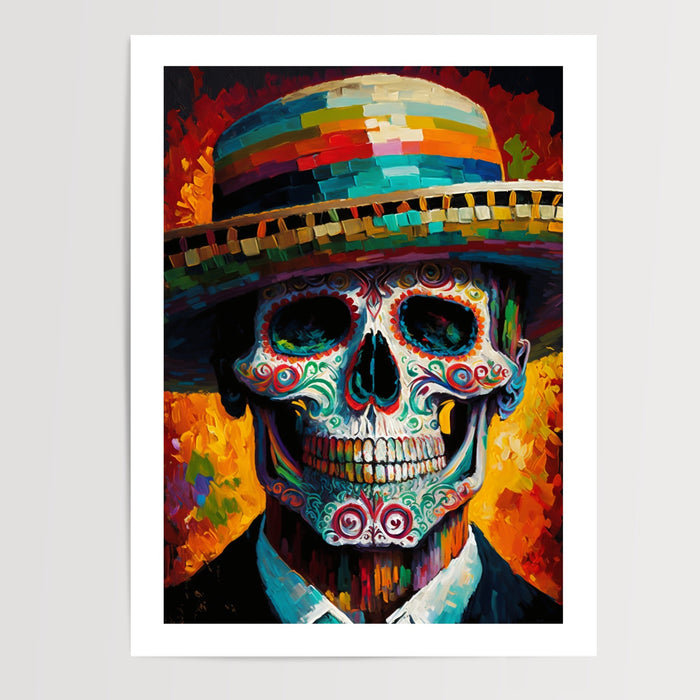 Poster Crâne mexicain - Festival de couleurs au cœur du Mexique — Vierge - poster-presentation-produit — passe-partout blanc