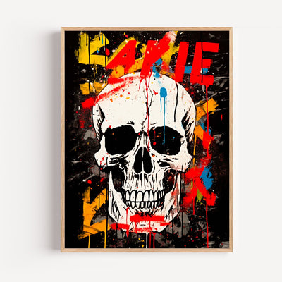 Poster Crâne urbain - L'attitude rebelle en couleurs