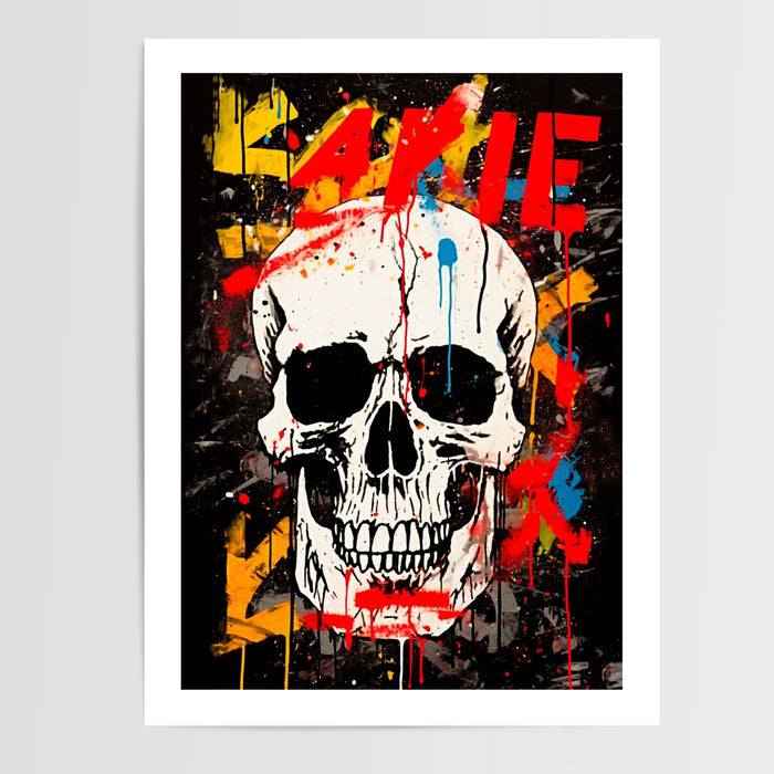 Poster Crâne urbain - L'attitude rebelle en couleurs — Vierge - poster-presentation-produit — passe-partout blanc