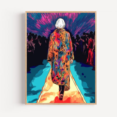 Poster Défilé de mode - Silhouette et couleurs sur le podium