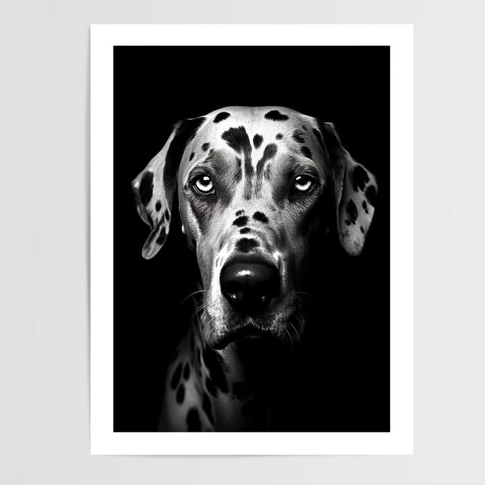 Poster Dalmatien - Portrait noir et blanc plein d'élégance — Vierge - poster-presentation-produit — passe-partout blanc