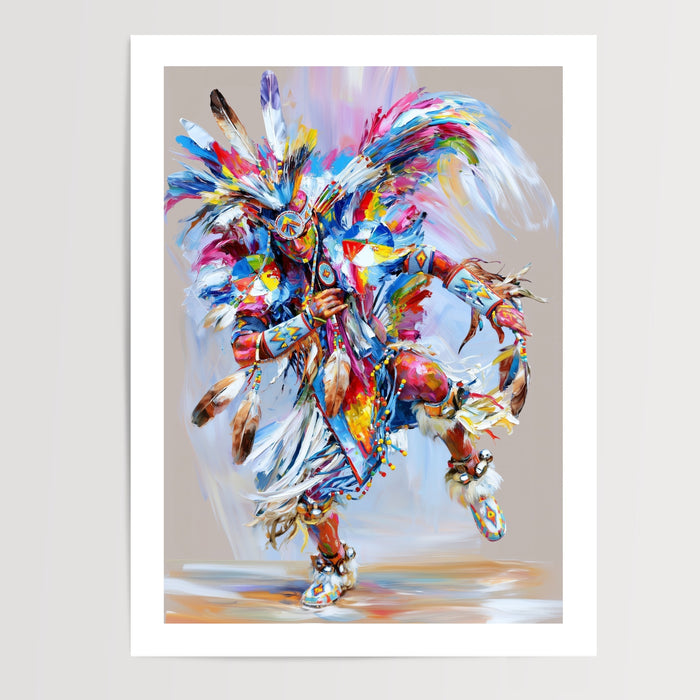 Poster Danseur amérindien - Rituel ancestral aux teintes éclatantes — Vierge - poster-presentation-produit — passe-partout blanc