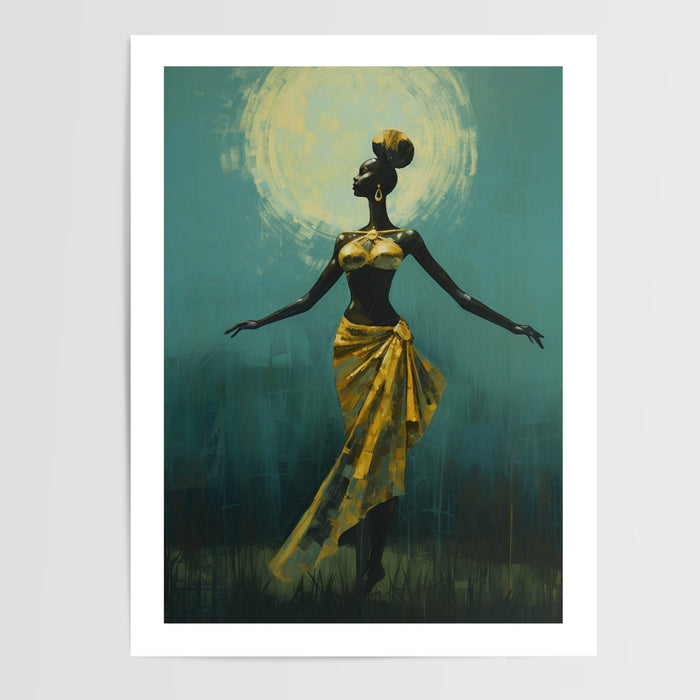 Poster Danseuse africaine - Mouvement sacré aux couleurs de l'Afrique — Vierge - poster-presentation-produit — passe-partout blanc