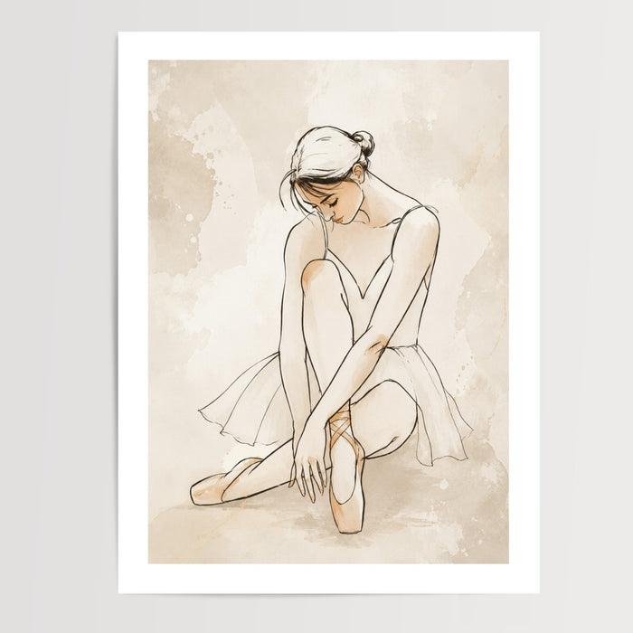 Poster Danseuse ballerine - Grâce délicate et rêves de scène chambre fille — Vierge - poster-presentation-produit — passe-partout blanc