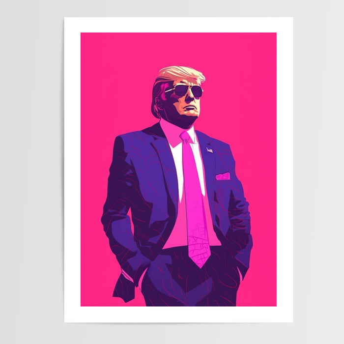 Poster Donald Trump - L'ancien président en gangster pop art — Vierge - poster-presentation-produit — passe-partout blanc