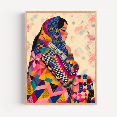 Poster Afghanische Frau – Fernweh in leuchtenden Farben