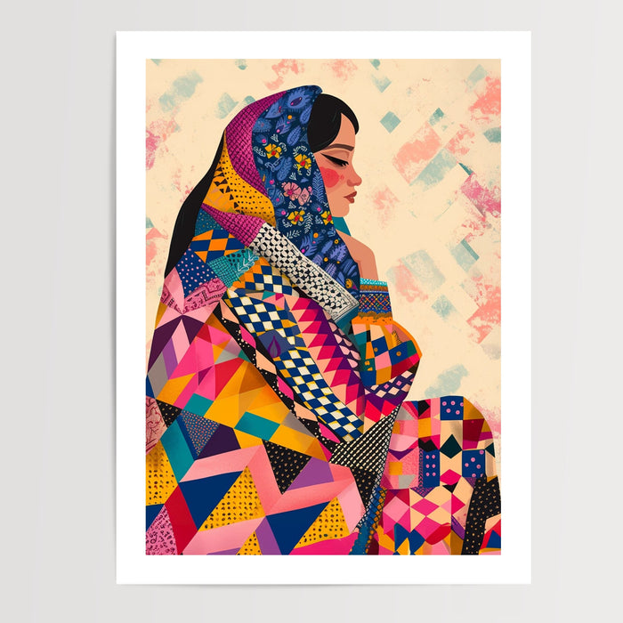 Poster Femme afghane - Regard voyageur aux couleurs vives — Vierge - poster-presentation-produit — passe-partout blanc