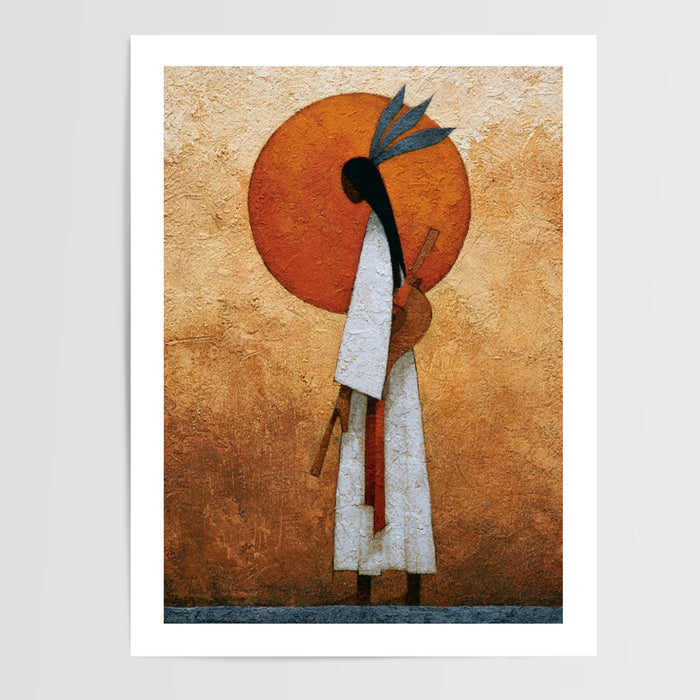 Poster Femme africaine - Élégance ancestrale aux tons ocre — Vierge - poster-presentation-produit — passe-partout blanc